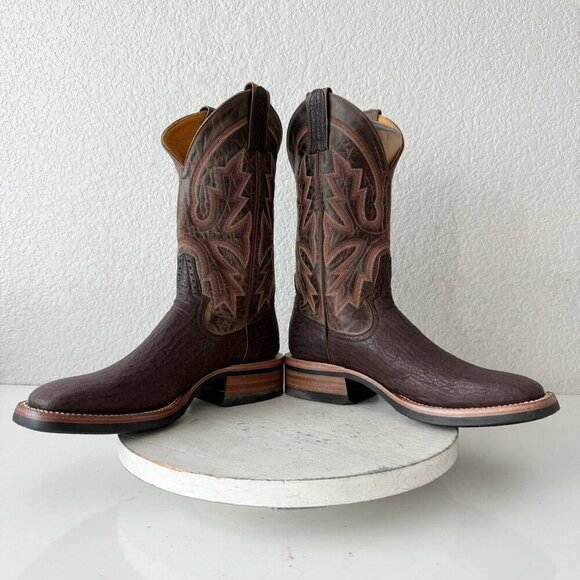 NEW Rod Patrick Mens Cowboy Boots Size 8B Brown Shark Leather Western Square Toe - Picture 7 of 12